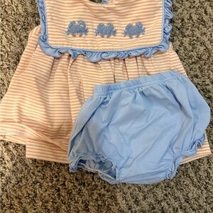 Orange/ blue crab embroidered bloomer set